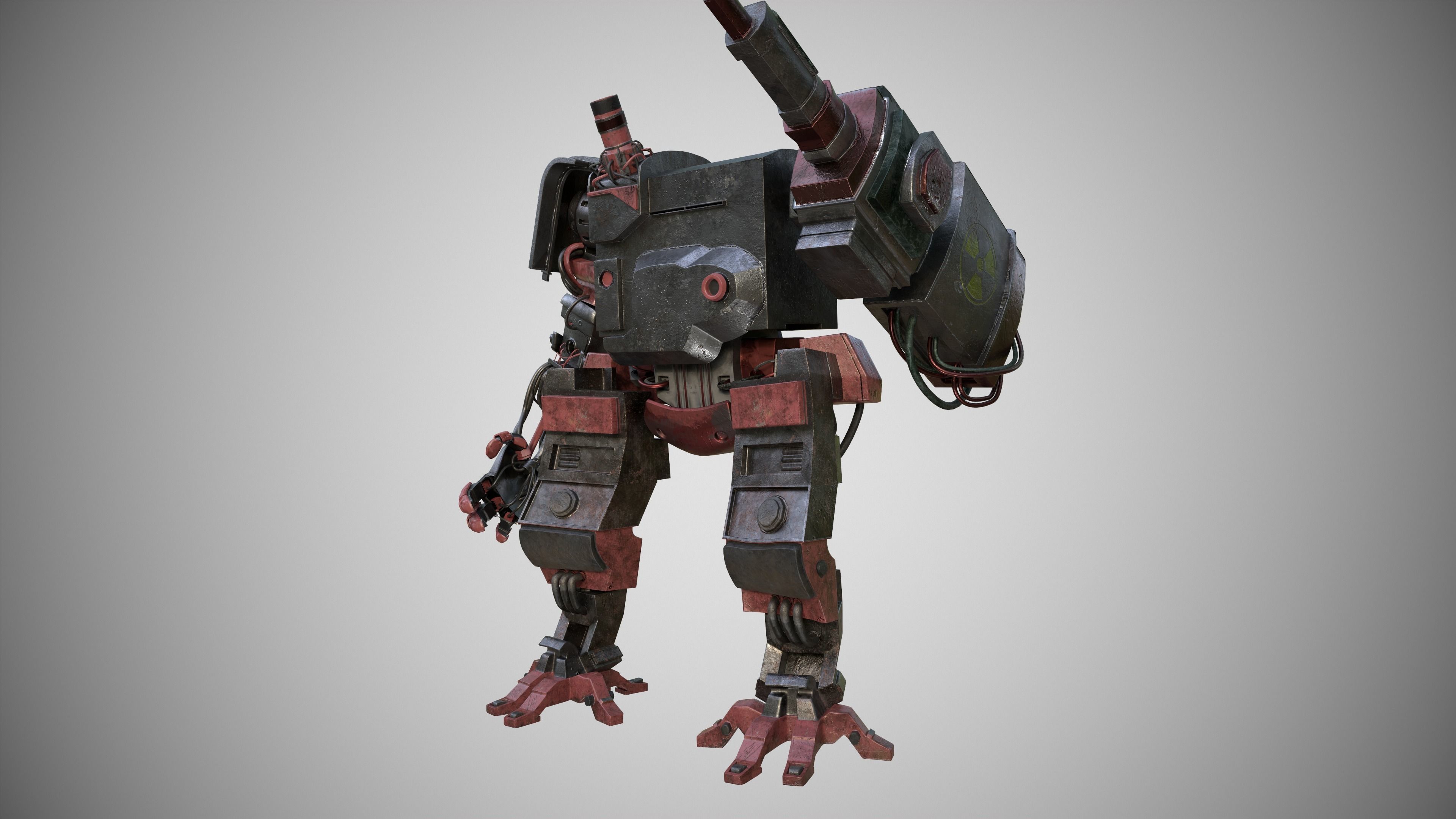 war armor robot Low-poly 3D model_5