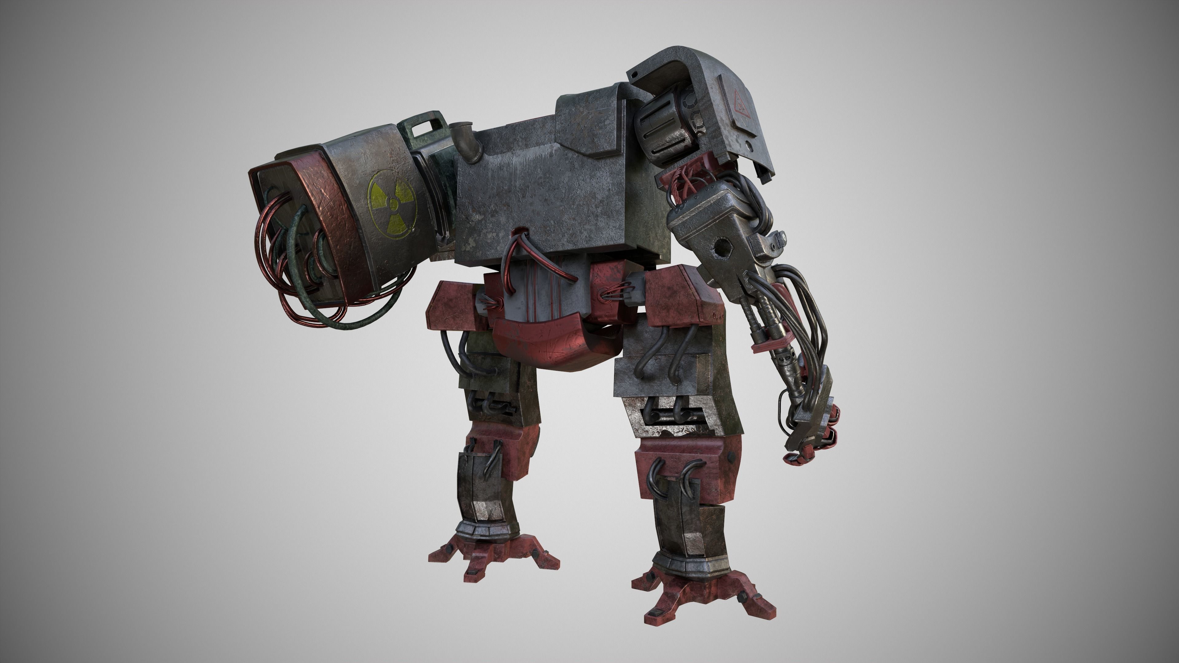 war armor robot Low-poly 3D model_3