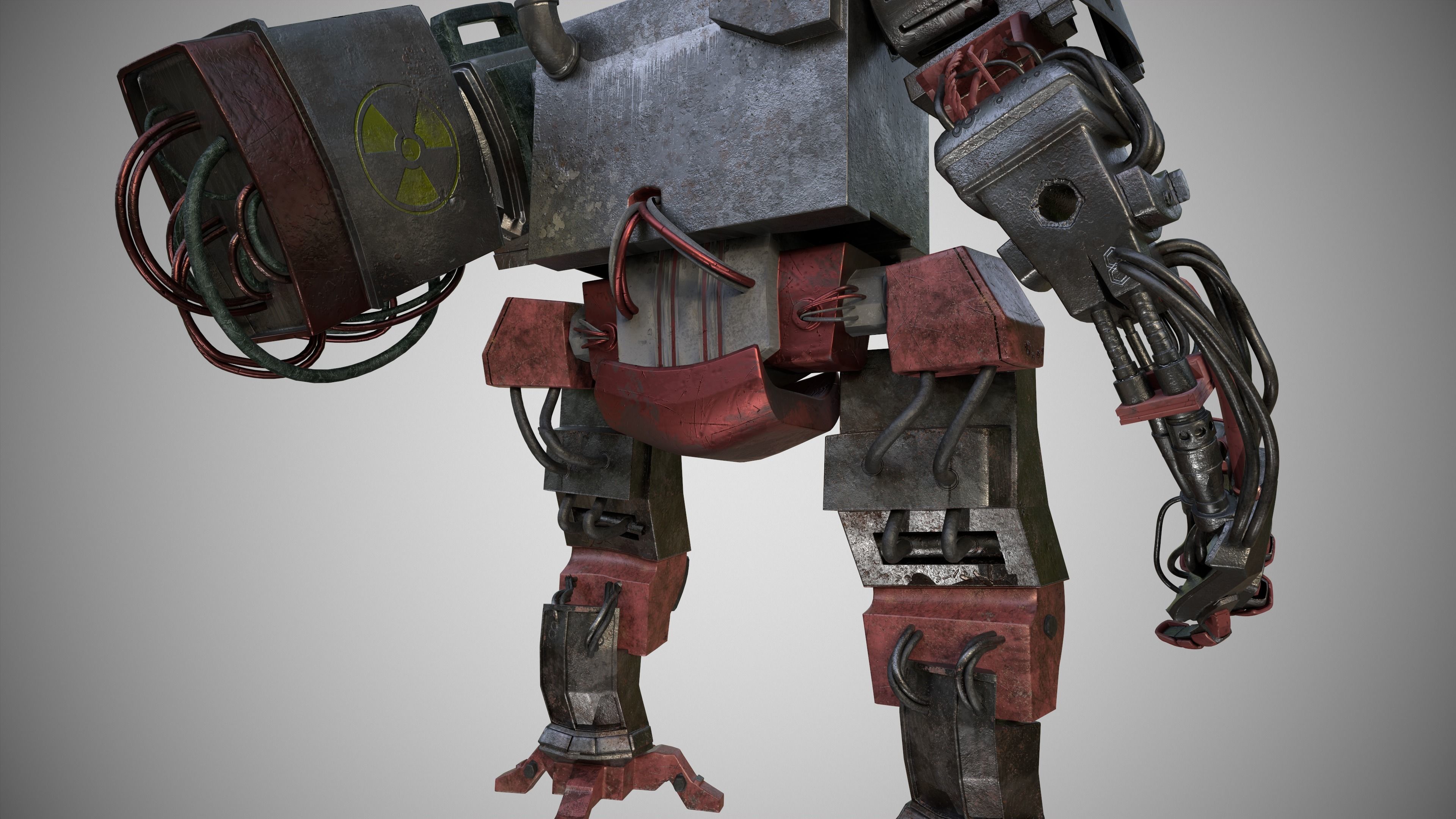 war armor robot Low-poly 3D model_9