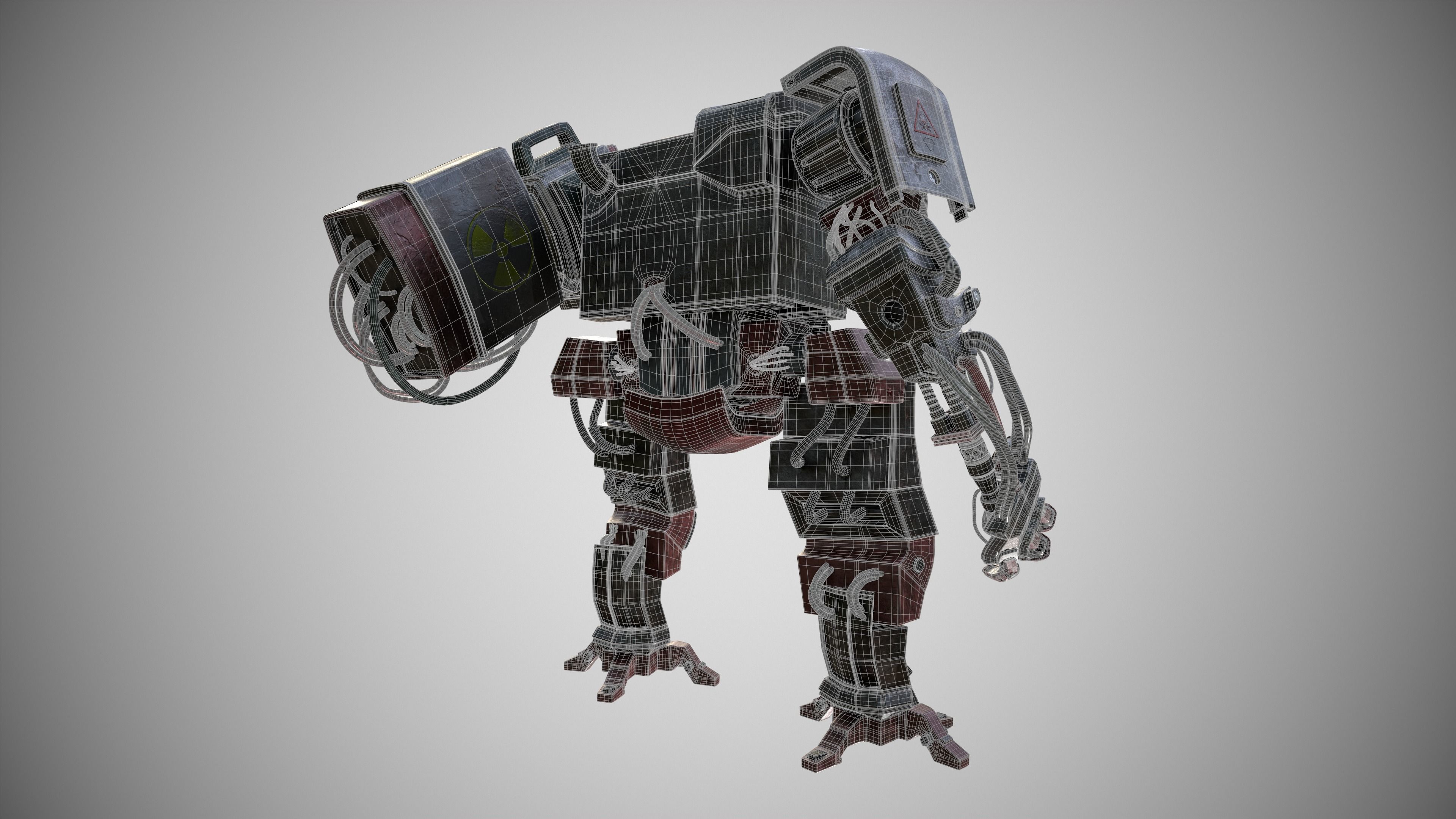 war armor robot Low-poly 3D model_11