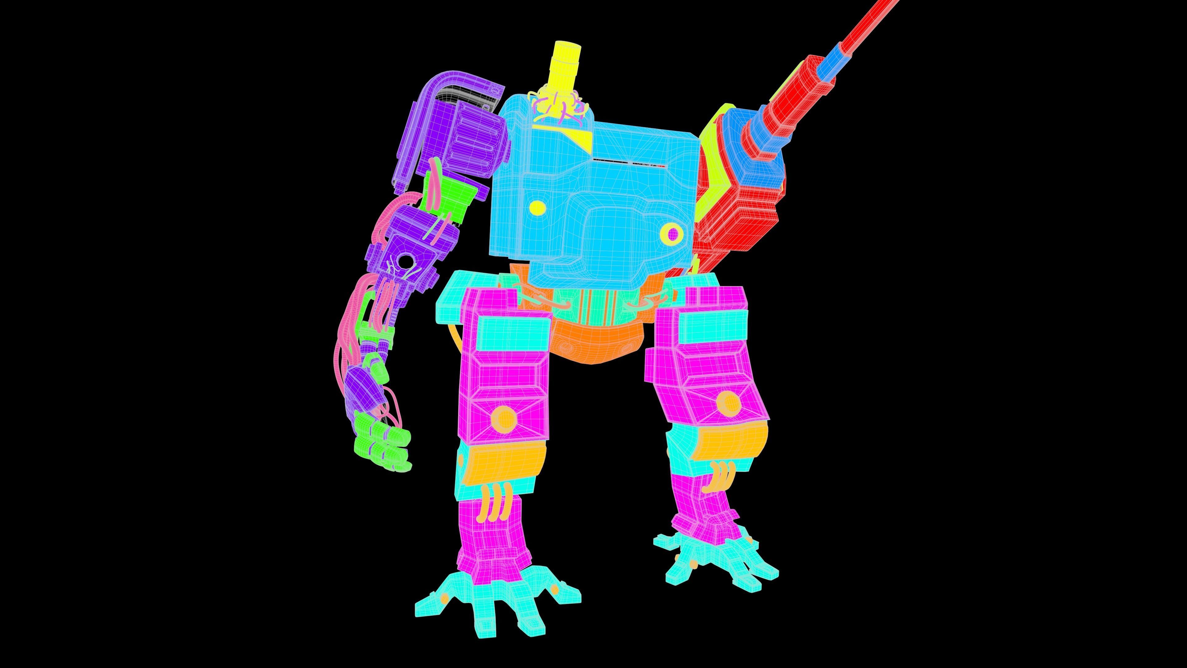 war armor robot Low-poly 3D model_16