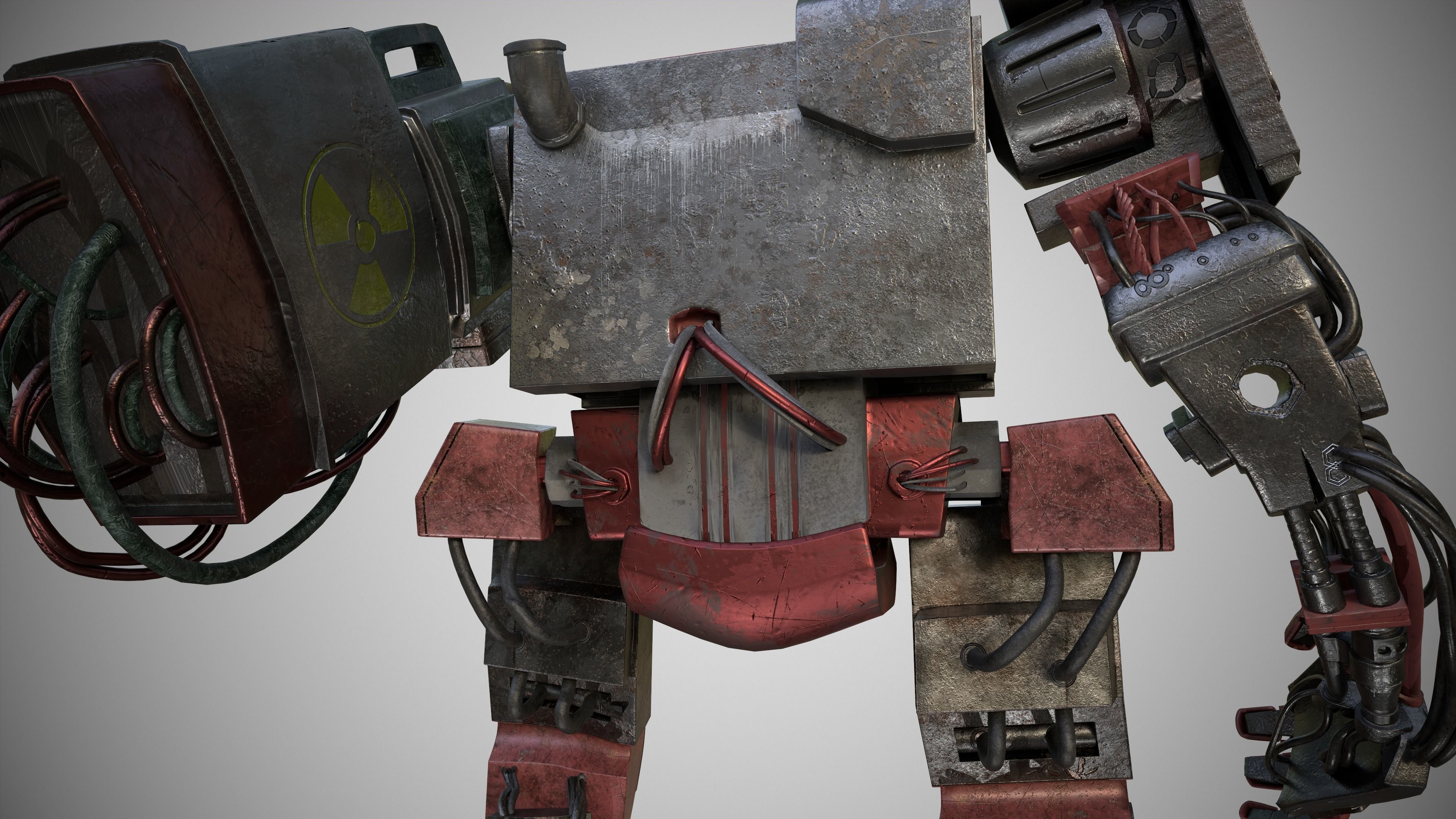 war armor robot Low-poly 3D model_7