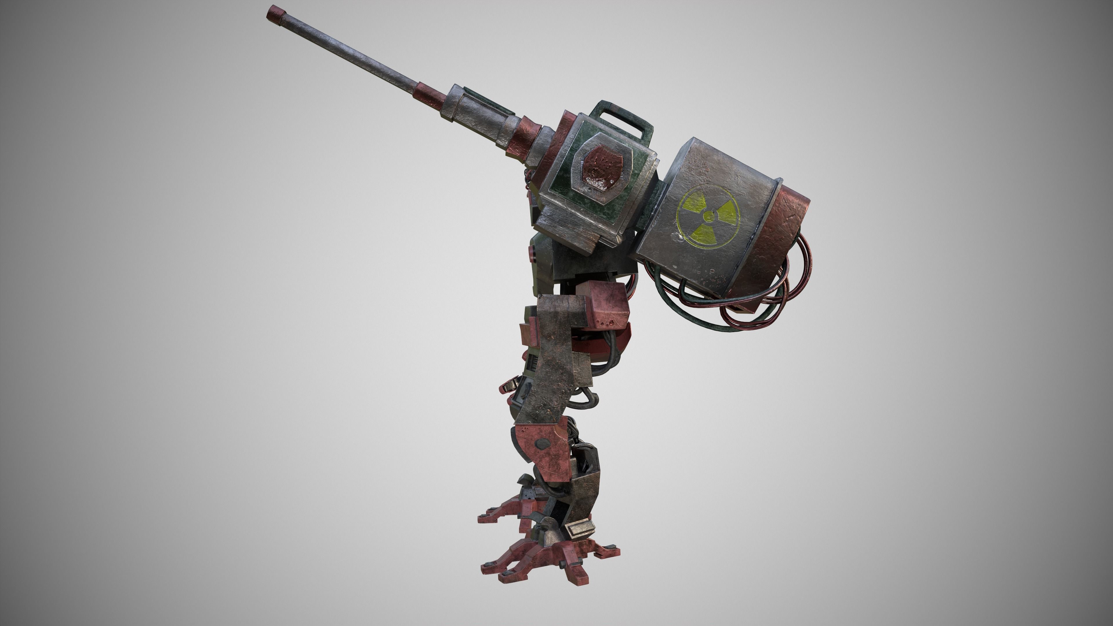 war armor robot Low-poly 3D model_4