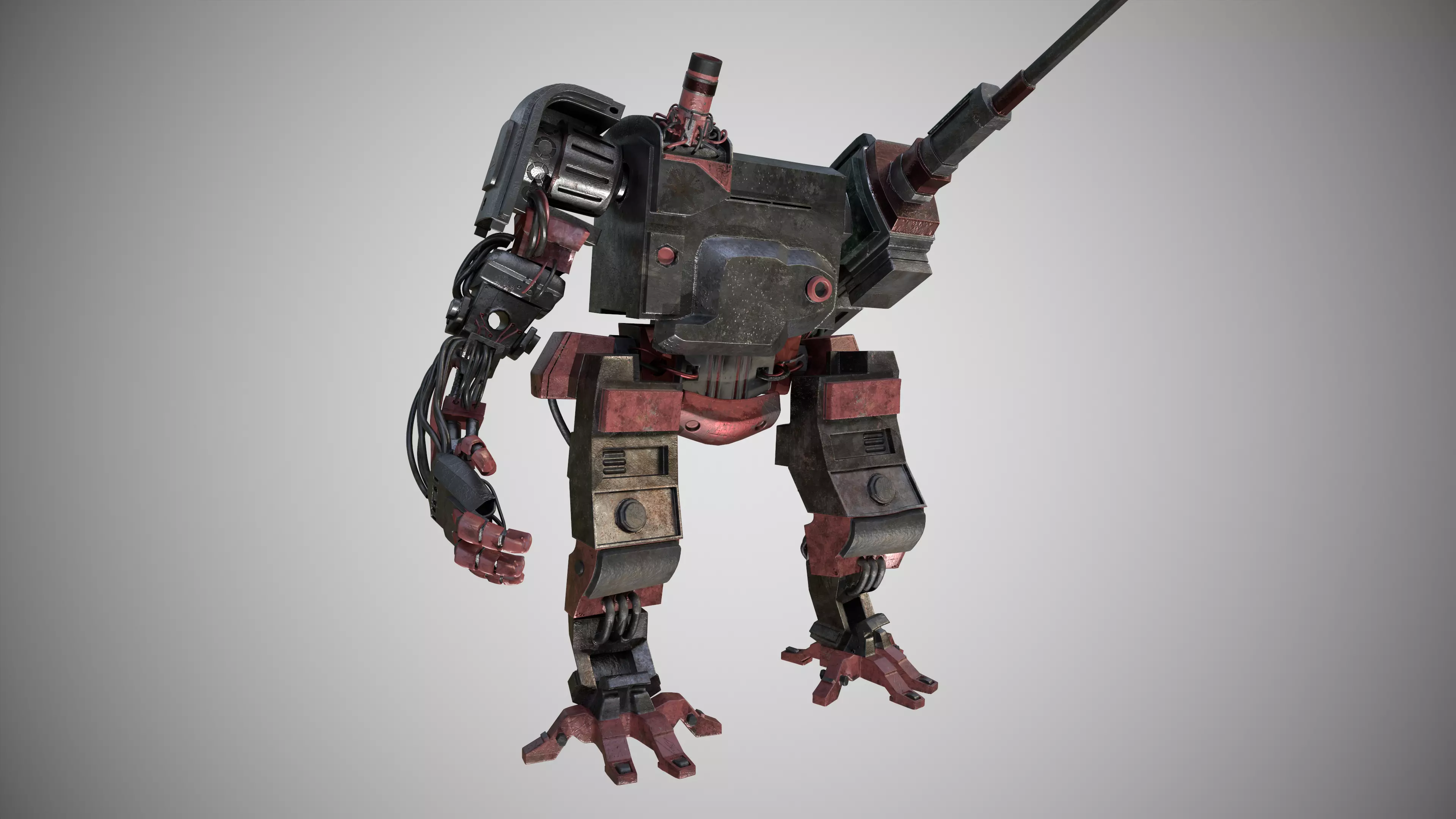 war armor robot Low-poly 3D model_0