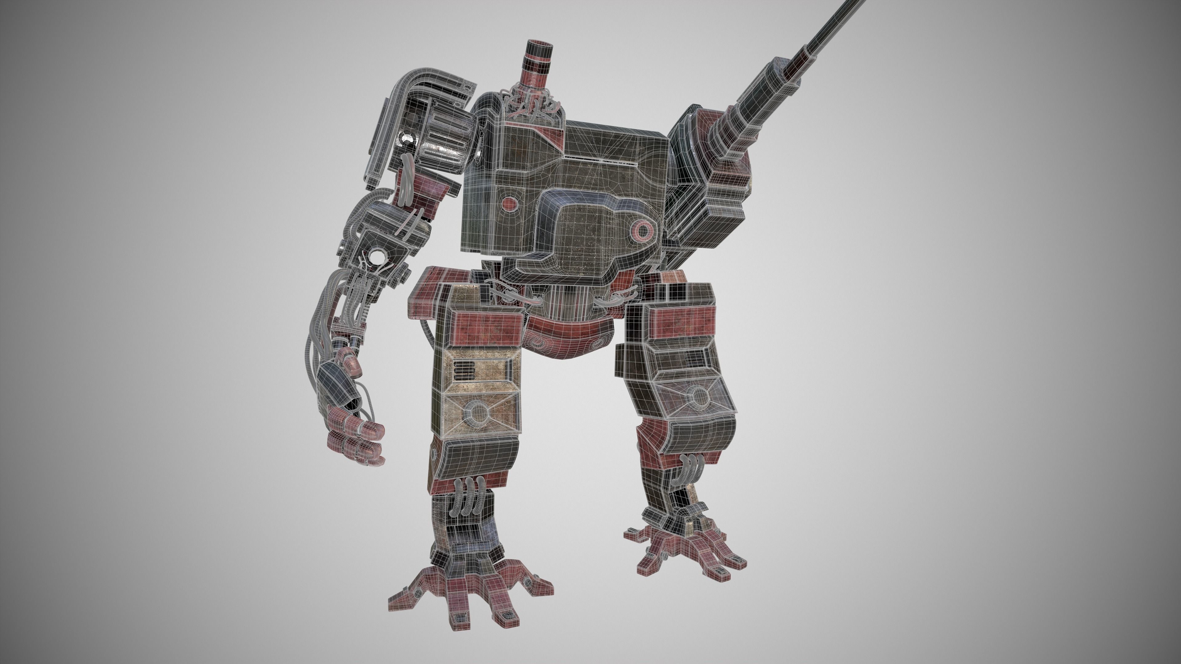 war armor robot Low-poly 3D model_13