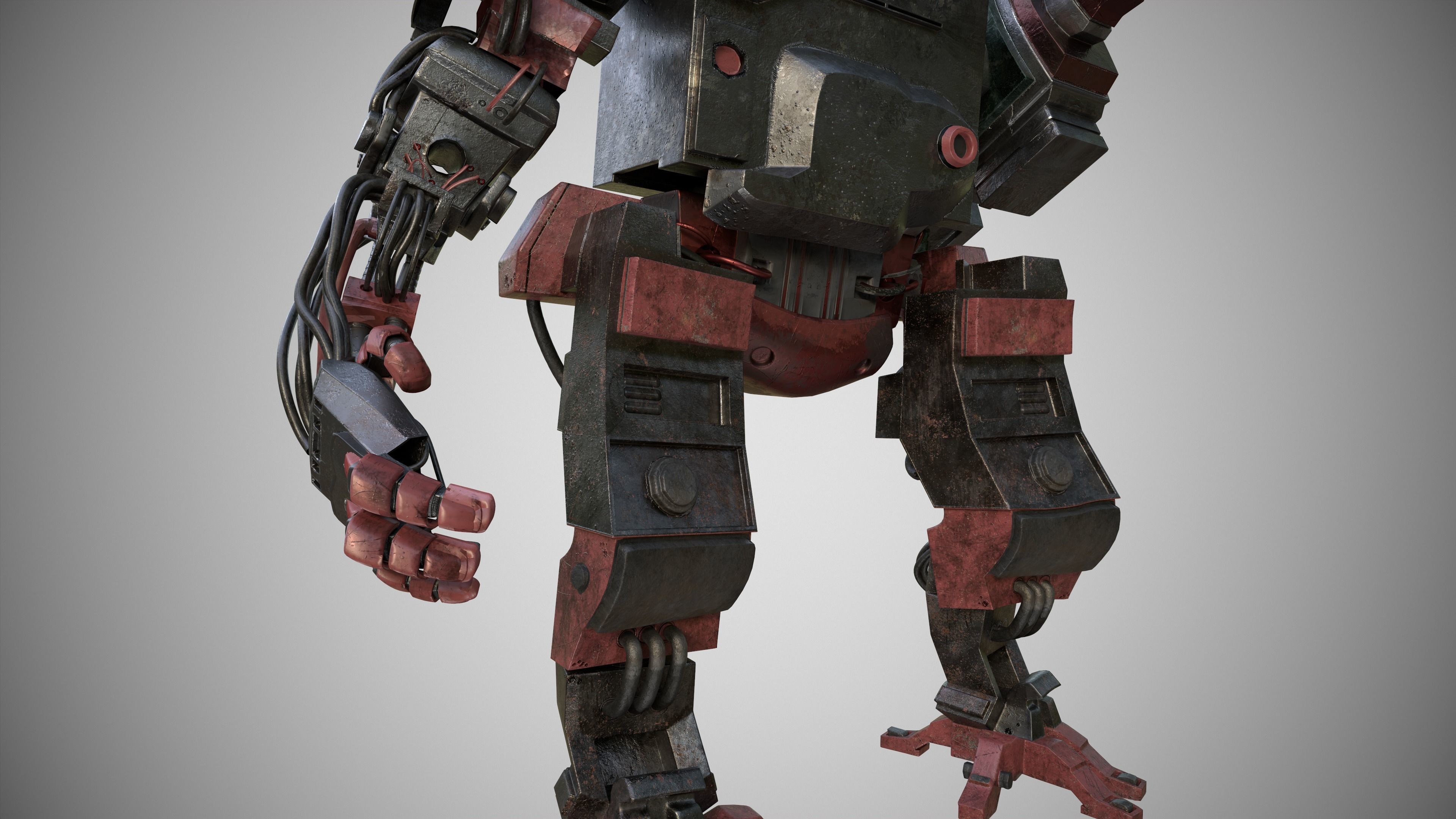 war armor robot Low-poly 3D model_6