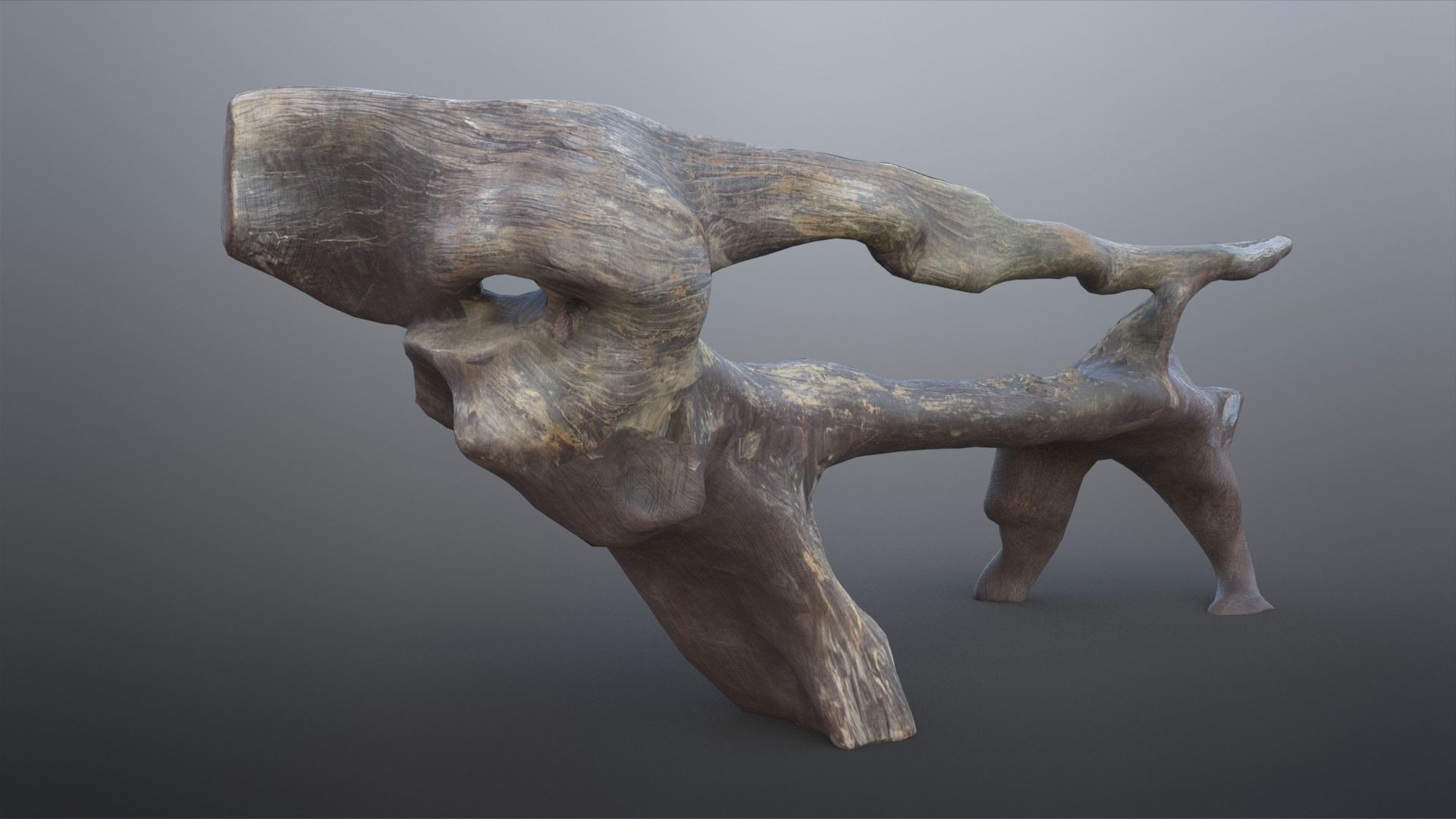 Natural Wood Bench Low-poly 3D model_11
