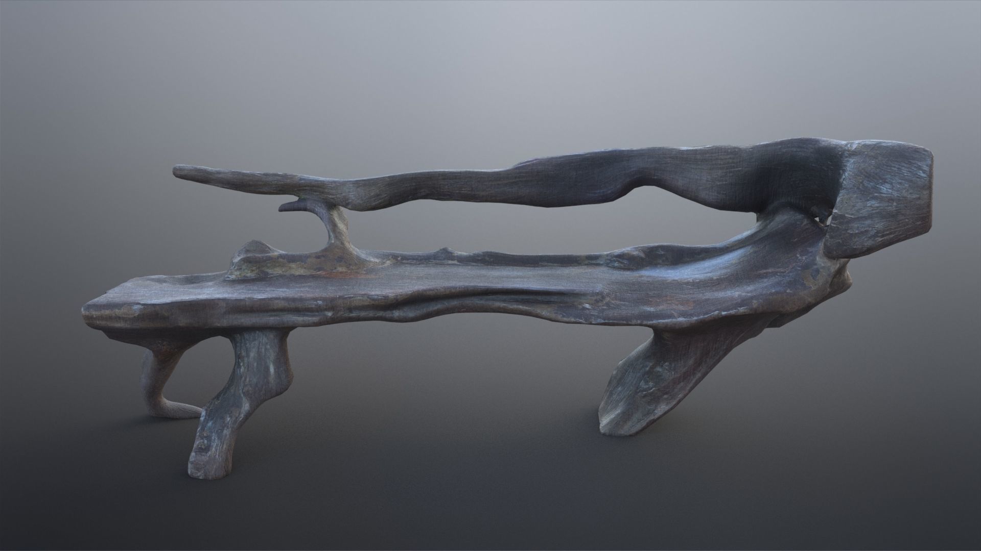 Natural Wood Bench Low-poly 3D model_9