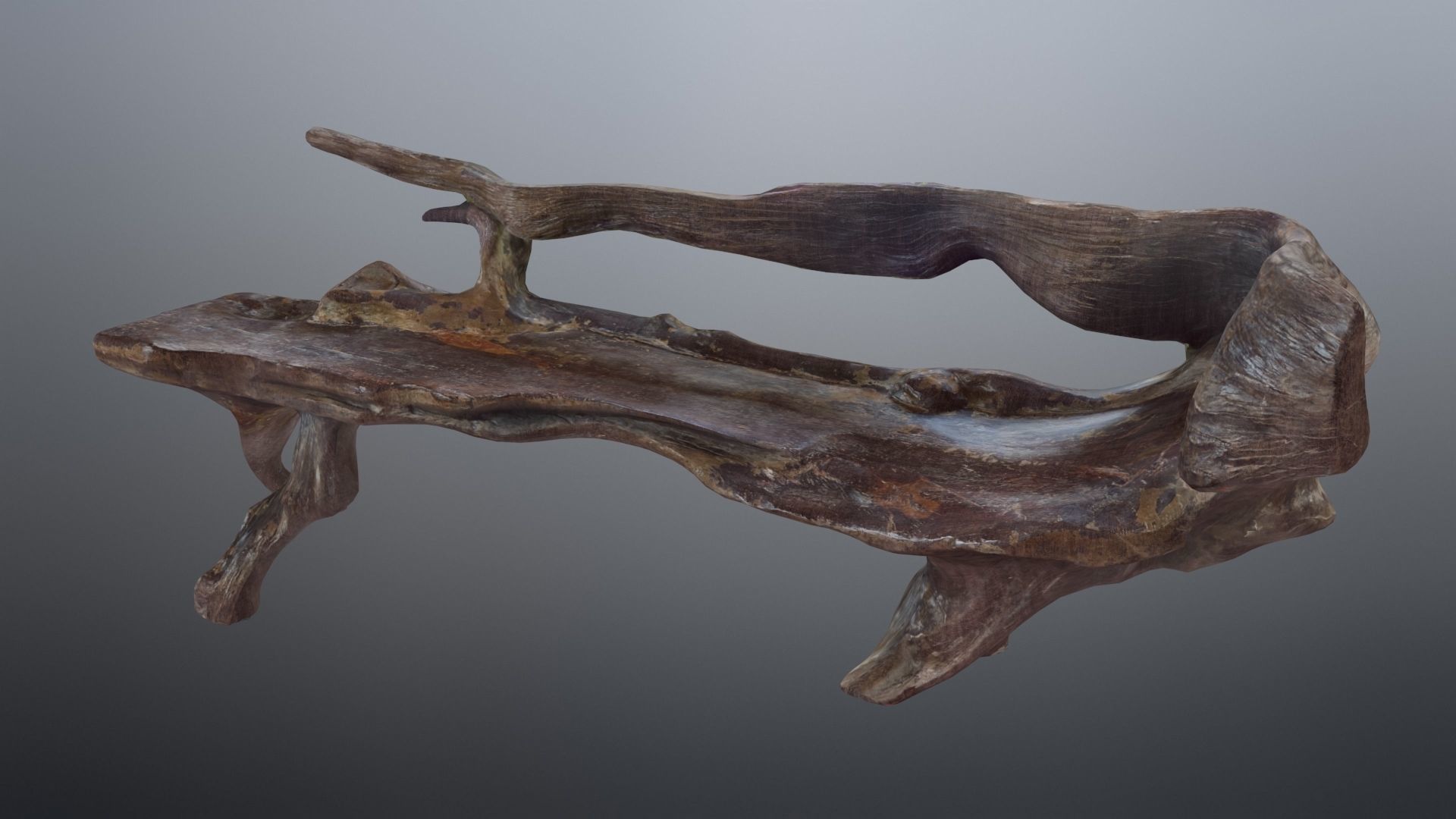 Natural Wood Bench Low-poly 3D model_22