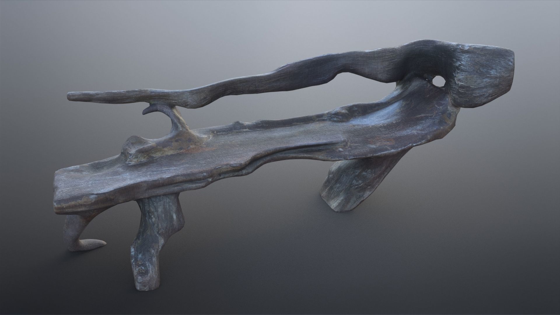 Natural Wood Bench Low-poly 3D model_8