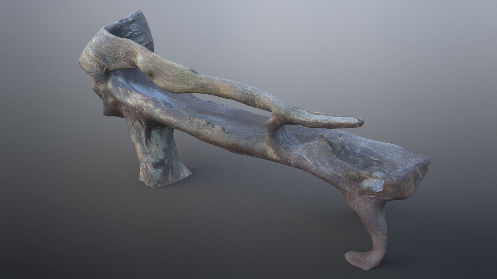 Natural Wood Bench Low-poly 3D model_13