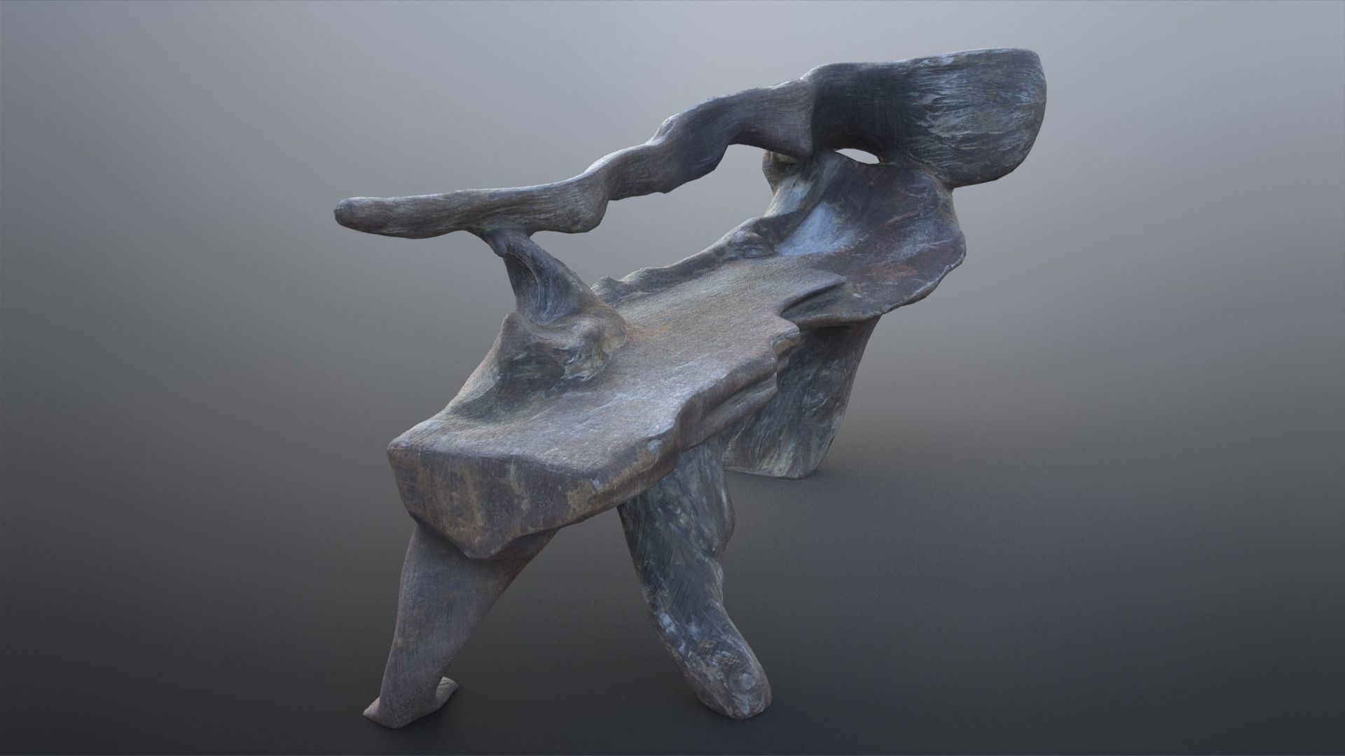 Natural Wood Bench Low-poly 3D model_14