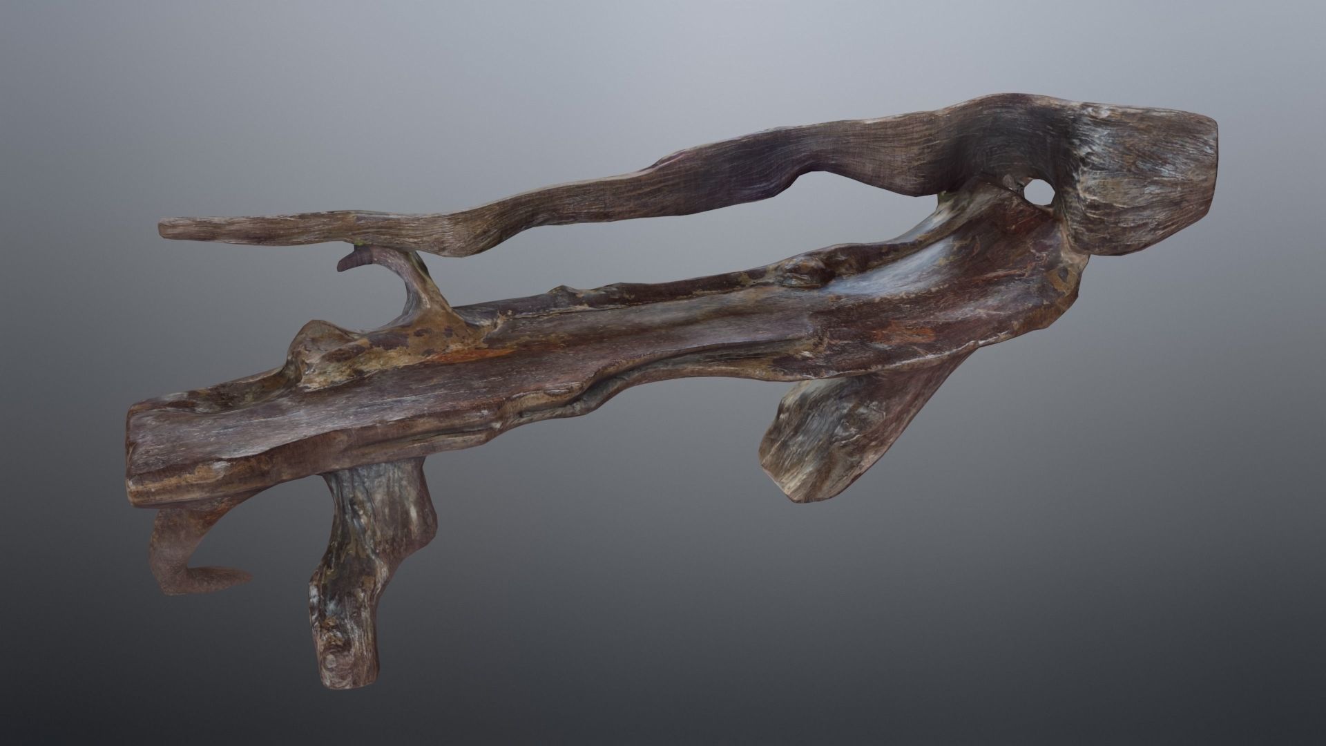 Natural Wood Bench Low-poly 3D model_21