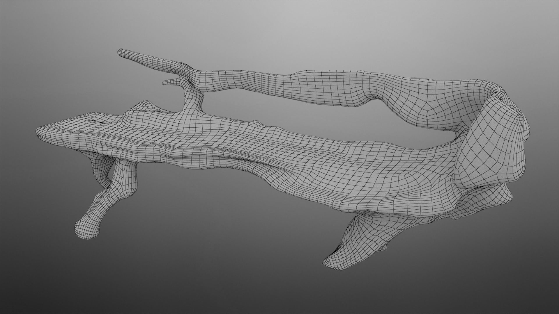 Natural Wood Bench Low-poly 3D model_19