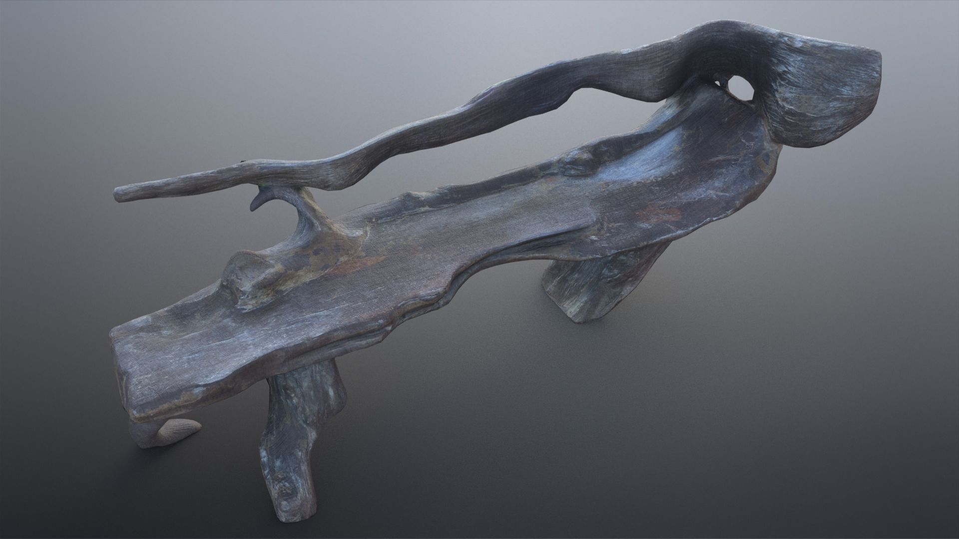 Natural Wood Bench Low-poly 3D model_16