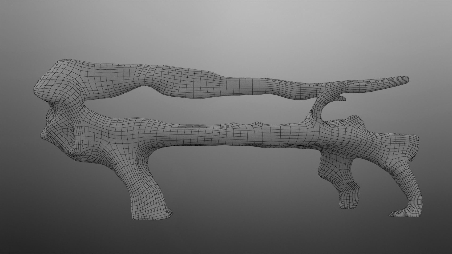 Natural Wood Bench Low-poly 3D model_18