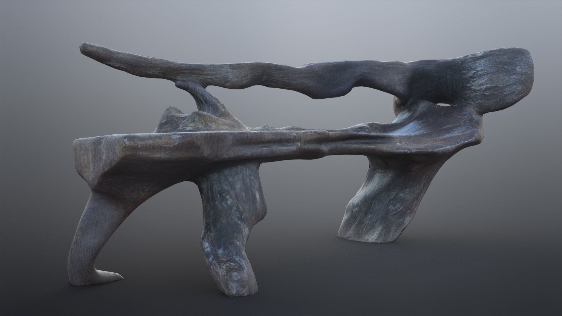 Natural Wood Bench Low-poly 3D model_15