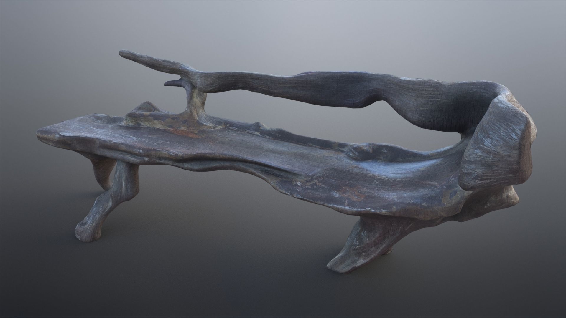 Natural Wood Bench Low-poly 3D model_10