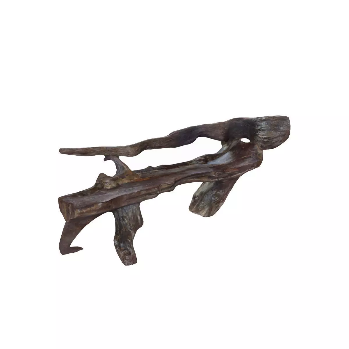 Natural Wood Bench Low-poly 3D model_0