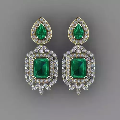 Gold Diamond Women Earring 3D print Model