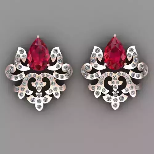 Rose Gold Diamond Women Earring 3D print Model