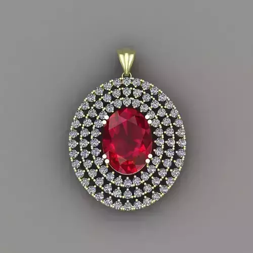  Gold Diamond Women Pendant 3D print Model