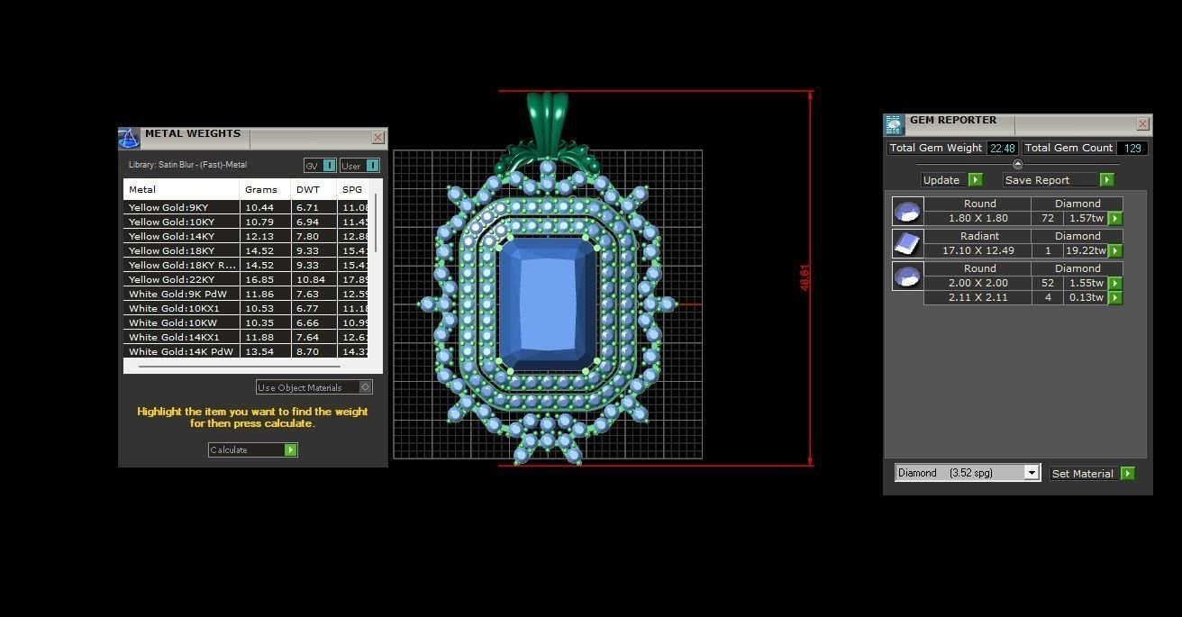 Gold Diamond Women pendant 3D print Model 3D print model_4