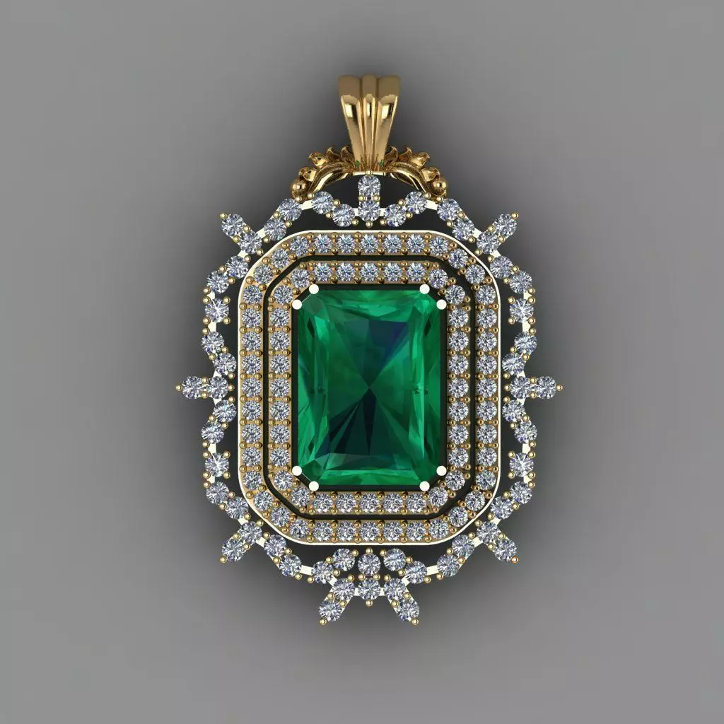 Gold Diamond Women pendant 3D print Model 3D print model_0