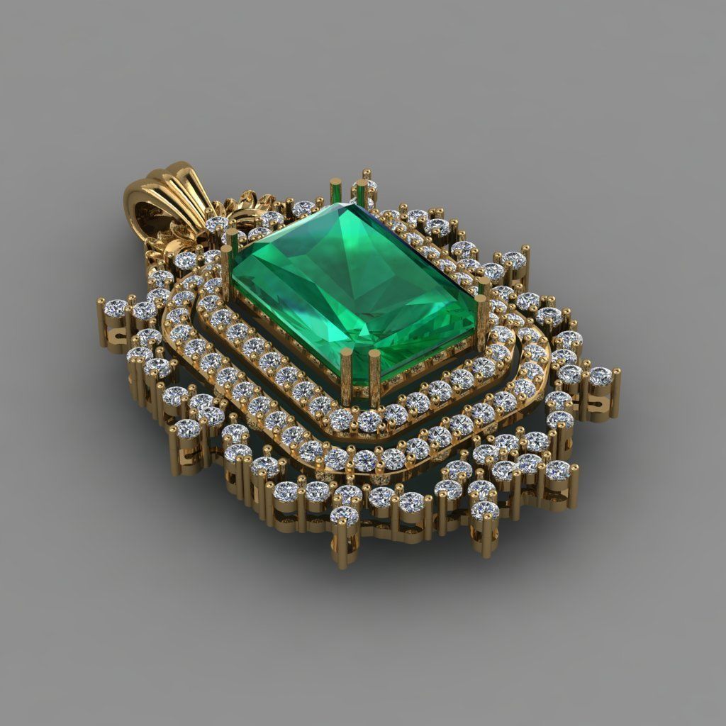 Gold Diamond Women pendant 3D print Model 3D print model_2