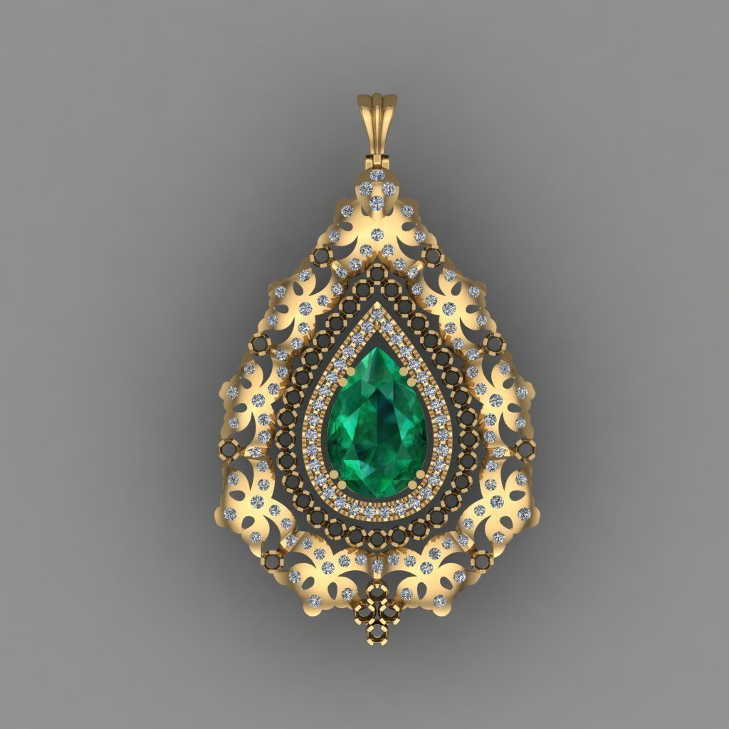 Gold Diamond Women pendant 3D print Model 3D print model_1