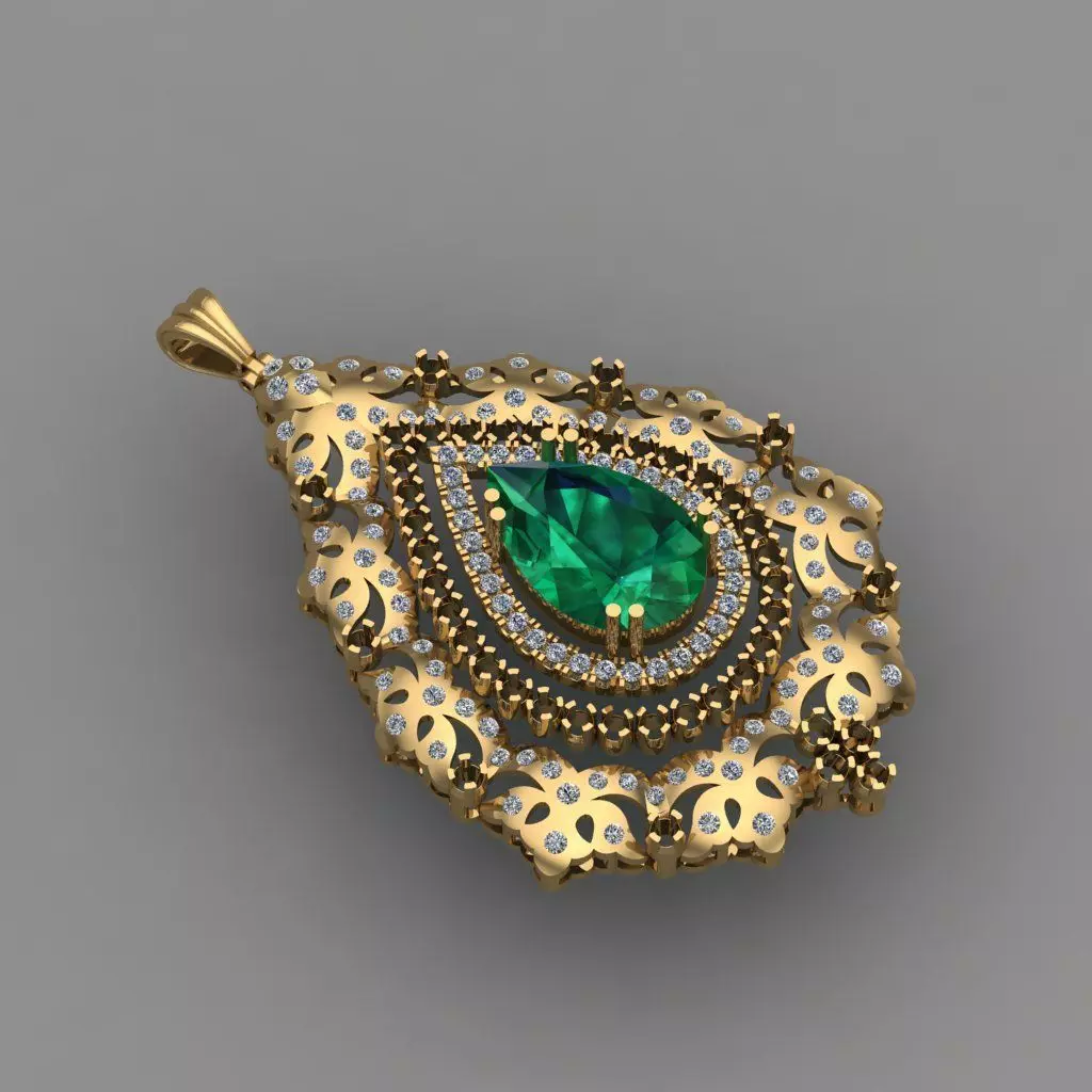 Gold Diamond Women pendant 3D print Model 3D print model_0