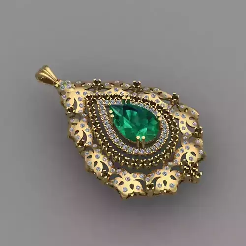 Gold Diamond Women pendant 3D print Model