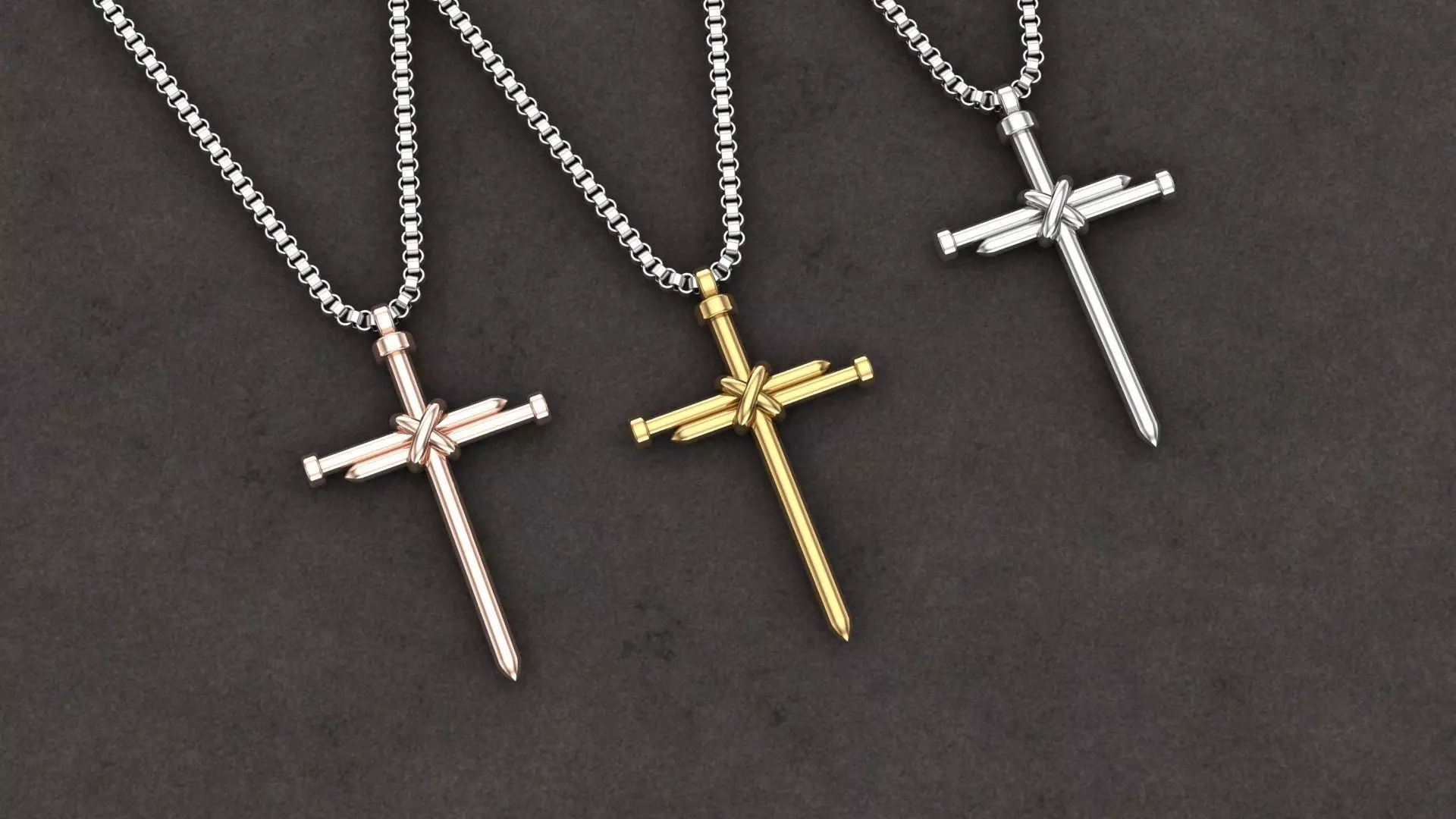 nail cross pendant 3D print model_0