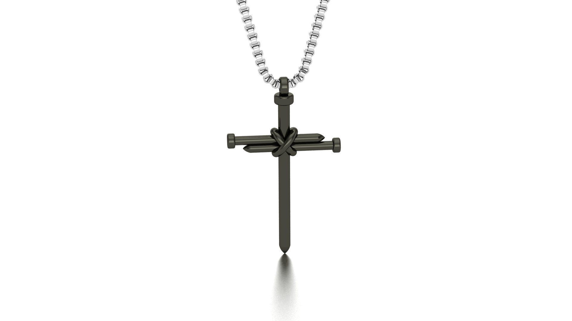 nail cross pendant 3D print model_4