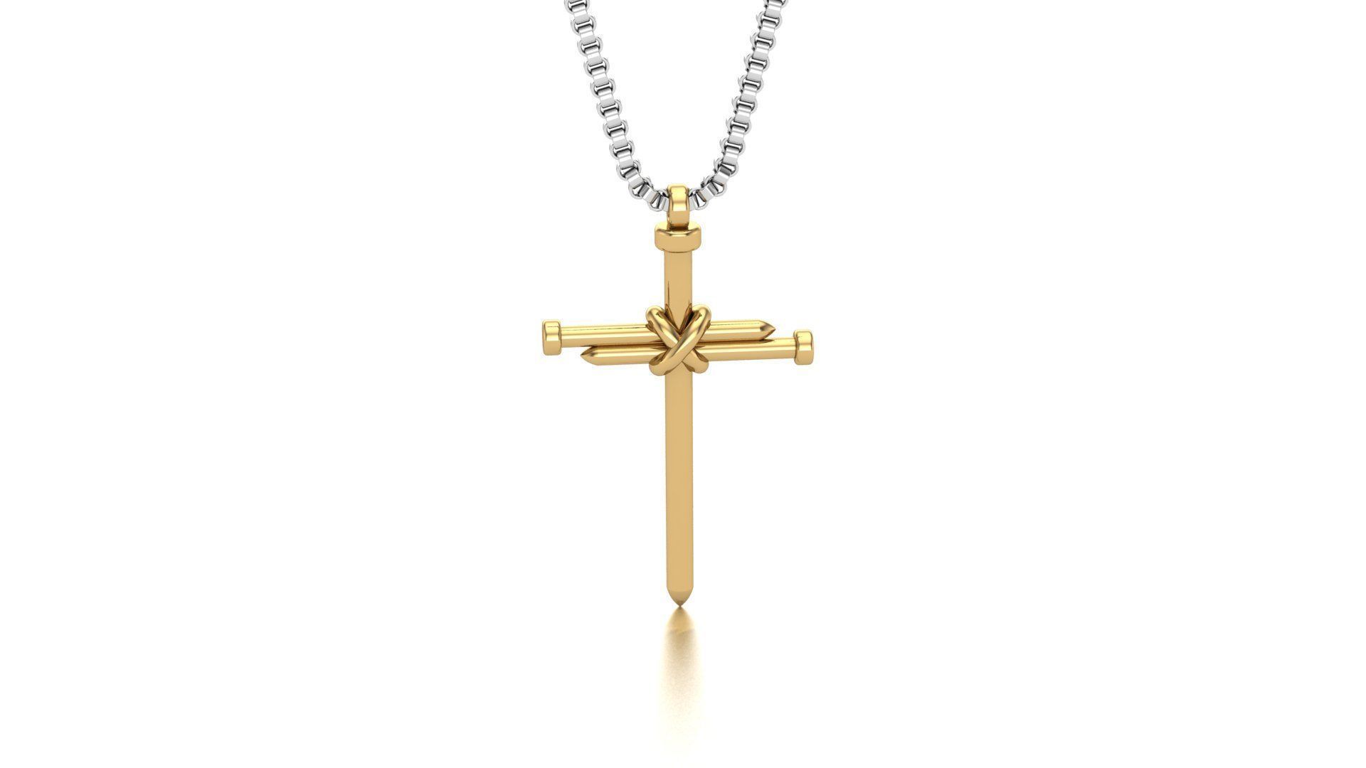 nail cross pendant 3D print model_5