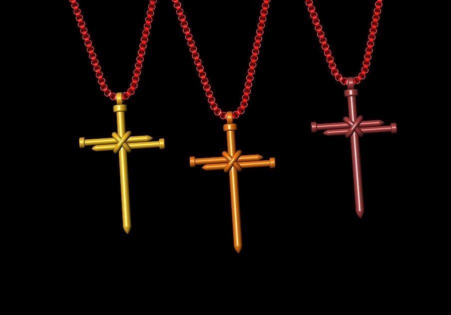 nail cross pendant 3D print model_8