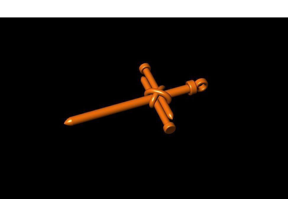 nail cross pendant 3D print model_11