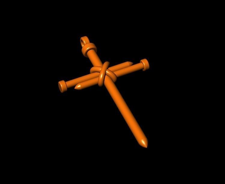 nail cross pendant 3D print model_12