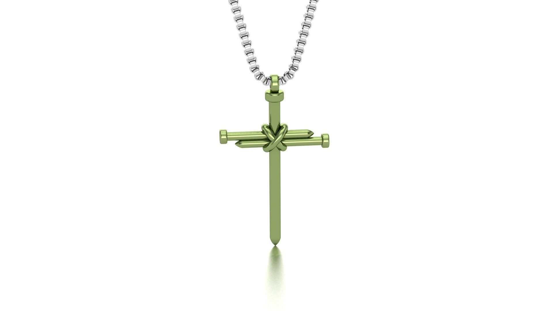 nail cross pendant 3D print model_7