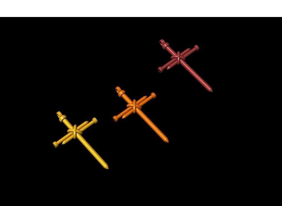 nail cross pendant 3D print model_14