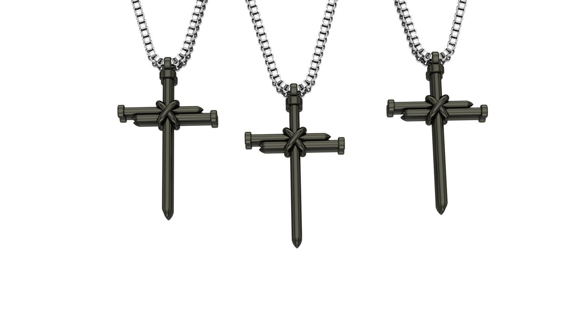 nail cross pendant 3D print model_2