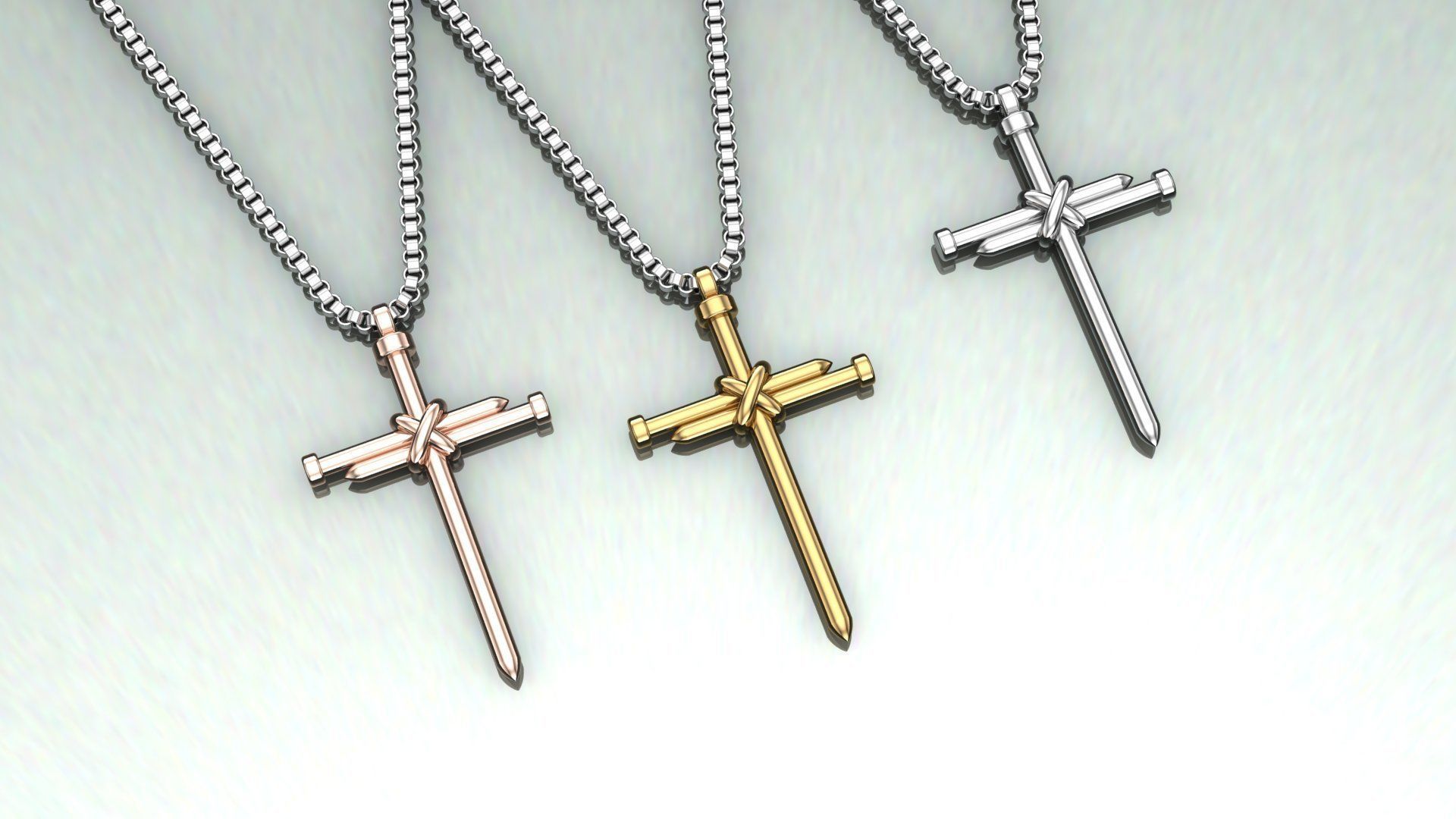 nail cross pendant 3D print model_1