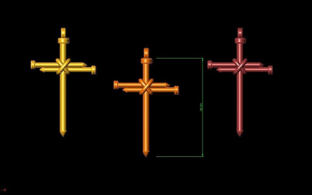 nail cross pendant 3D print model_16