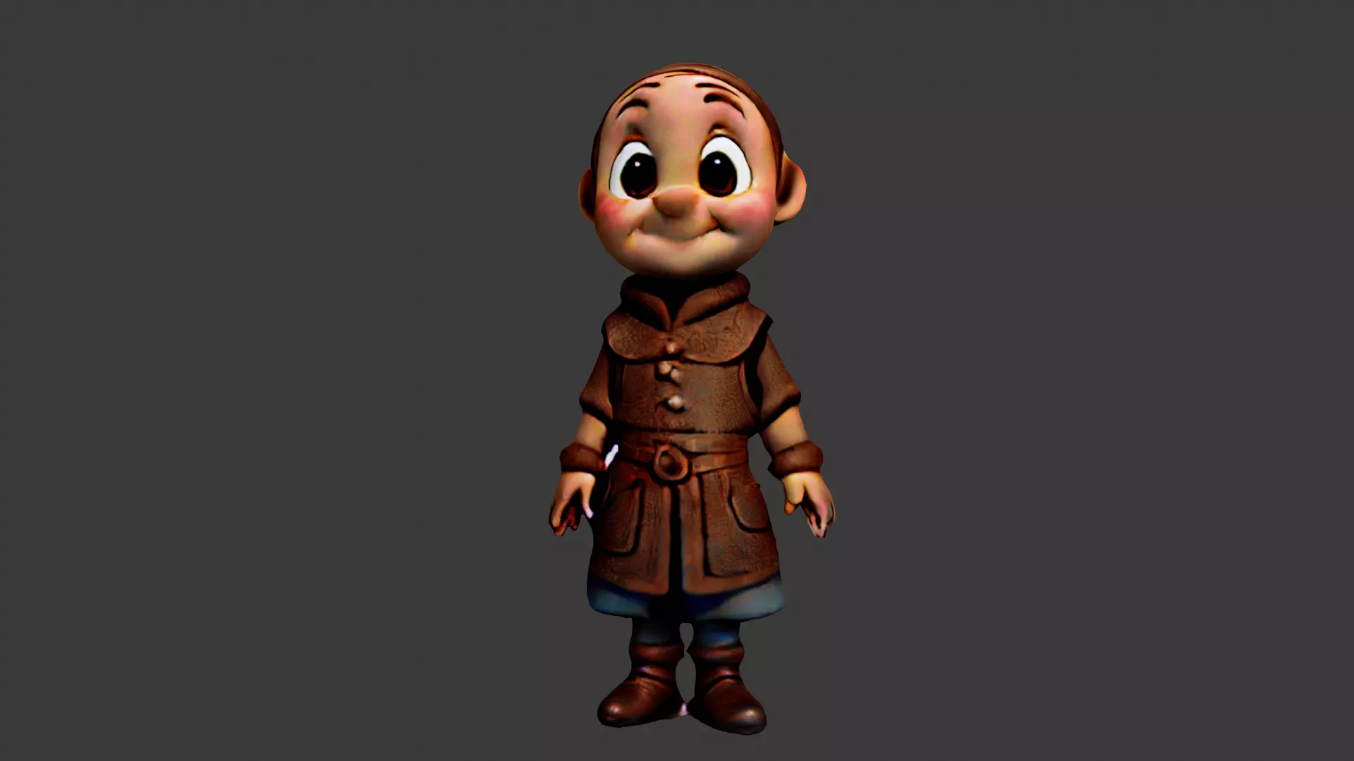 Medieval Peasant Low-poly 3D model_0