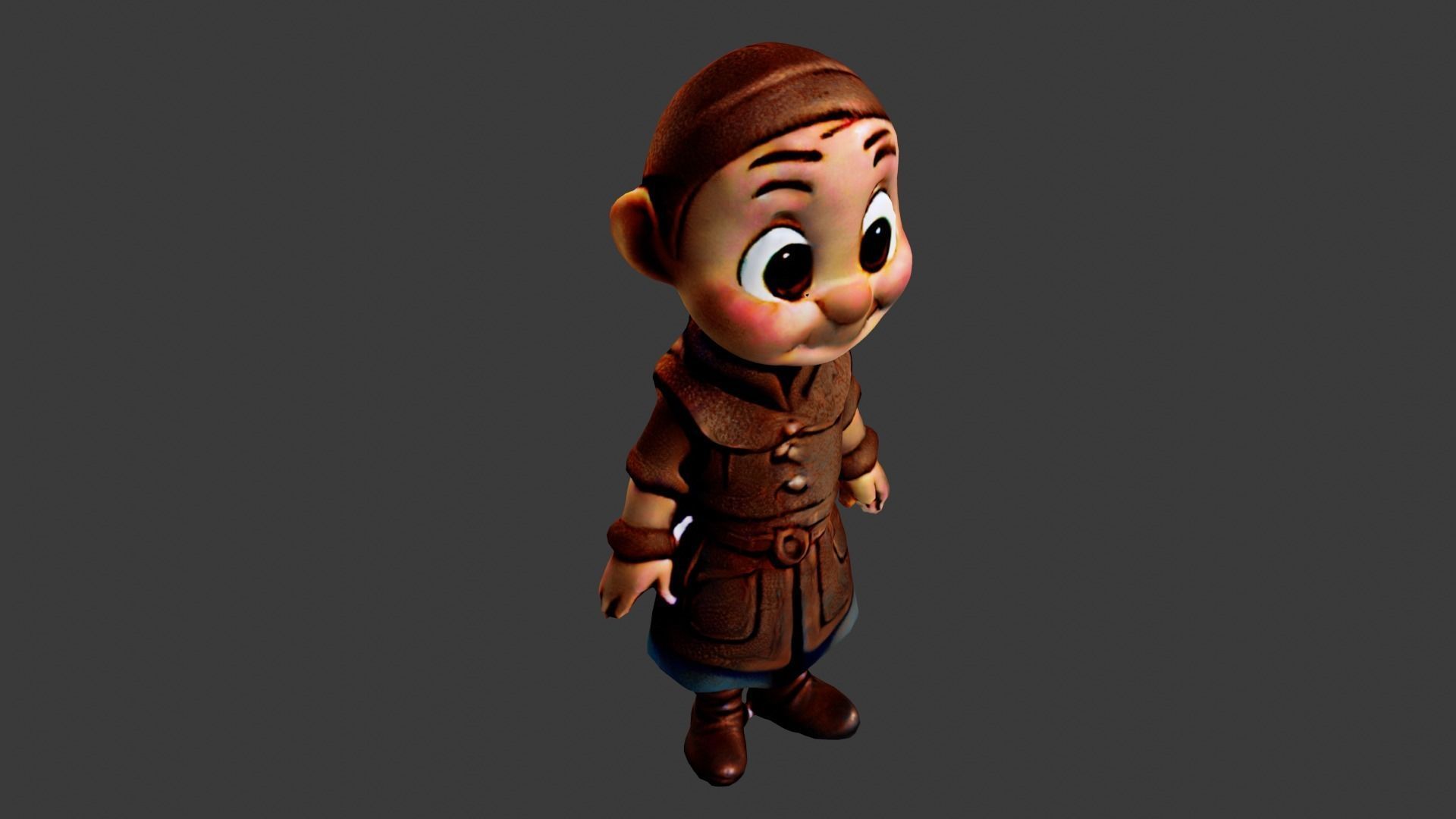 Medieval Peasant Low-poly 3D model_4