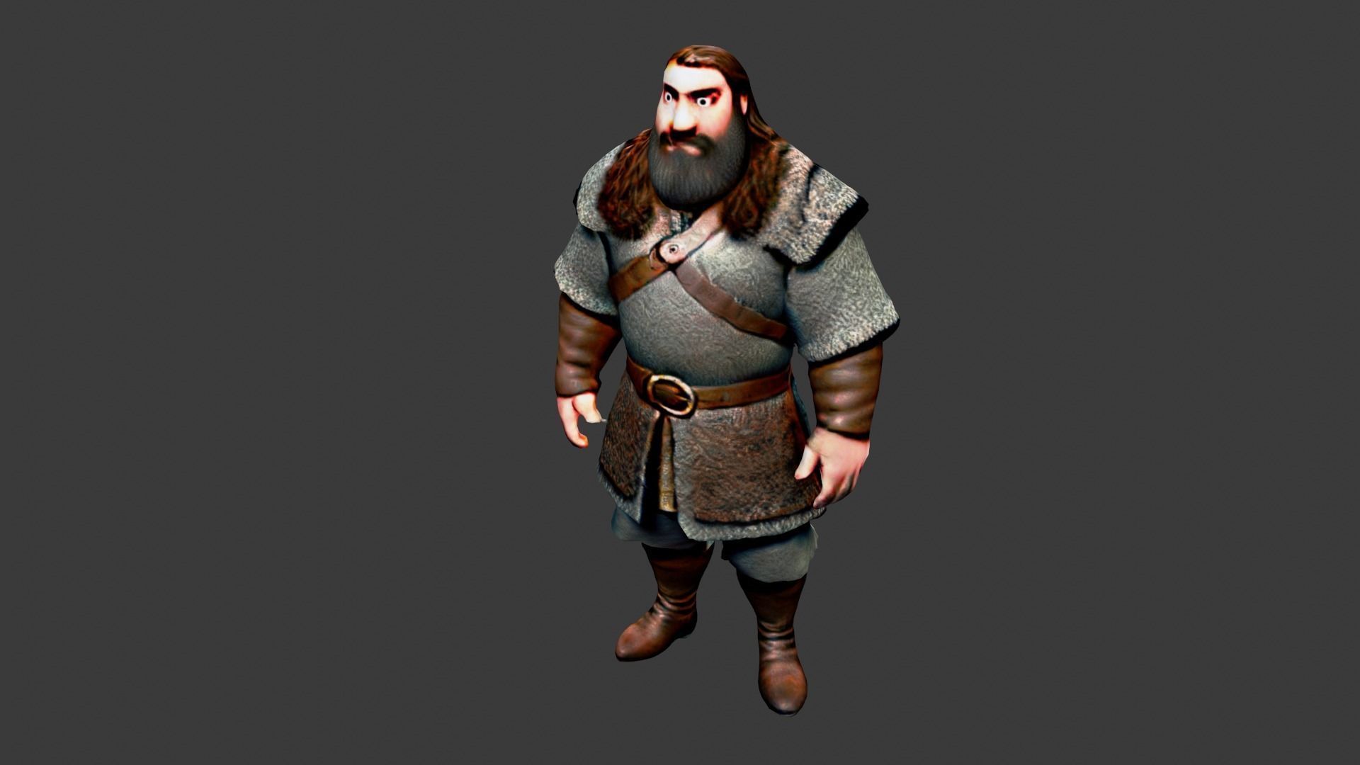 Medieval Worker Low-poly 3D model_3