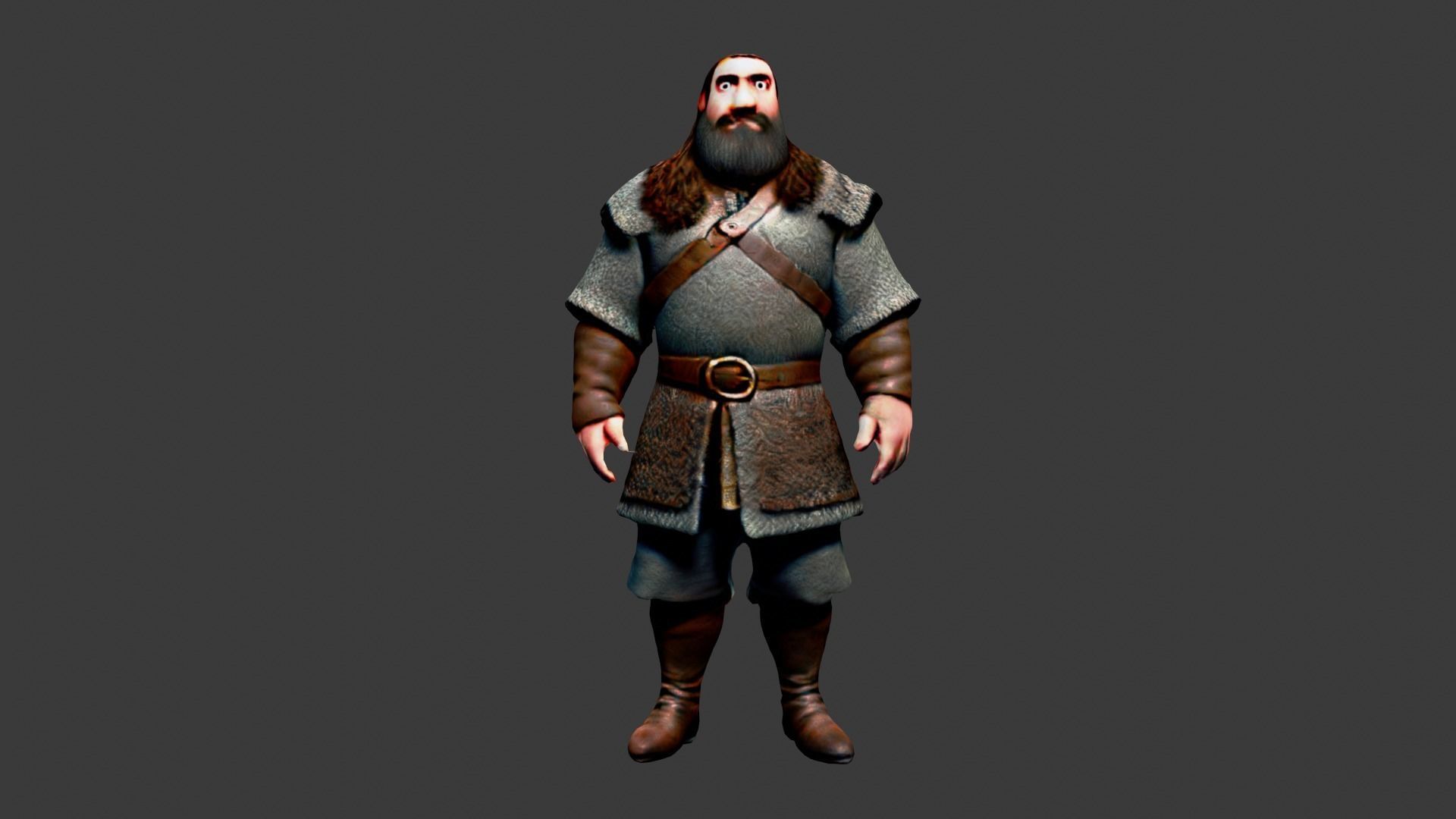 Medieval Worker Low-poly 3D model_2