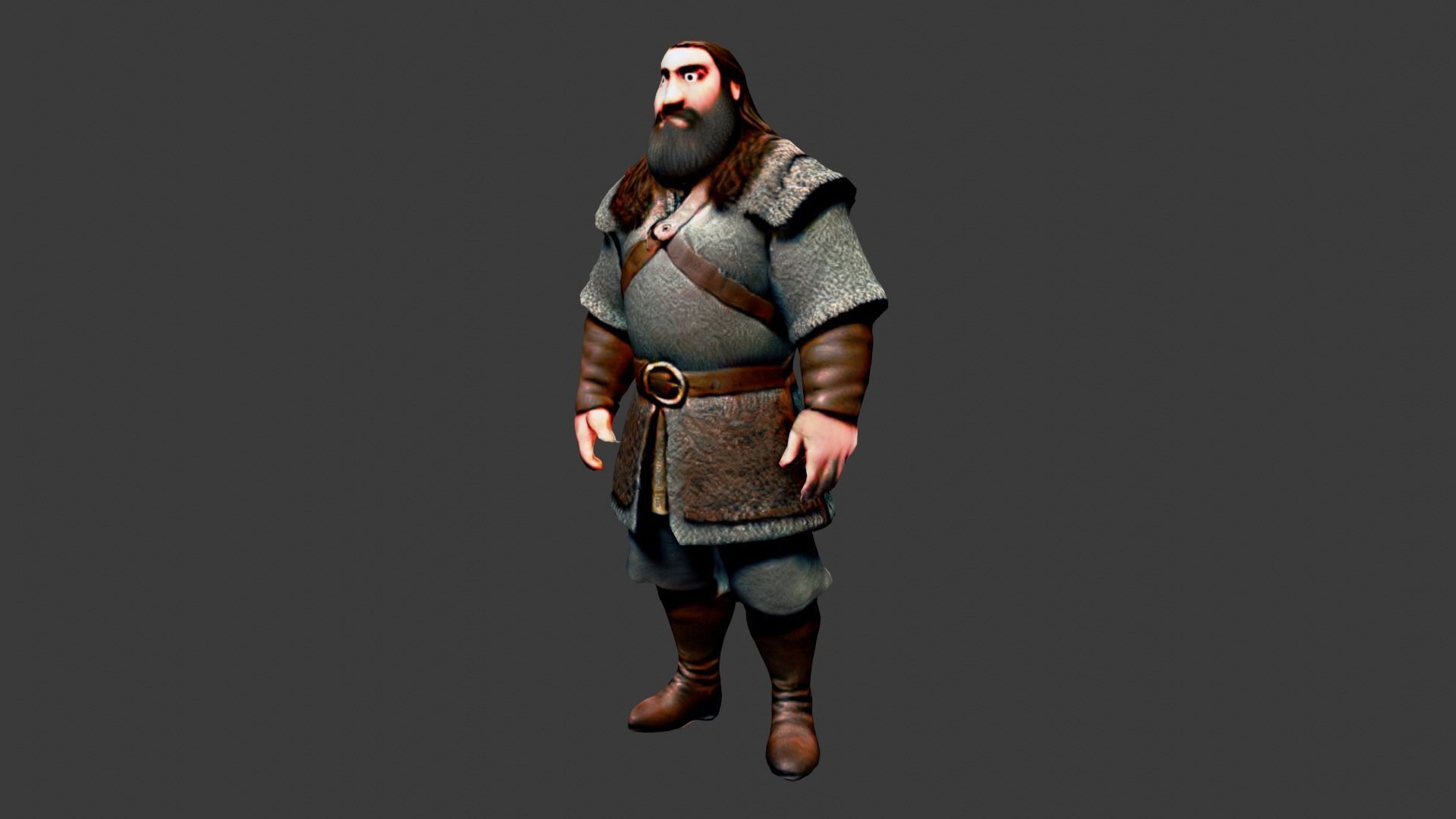 Medieval Worker Low-poly 3D model_1