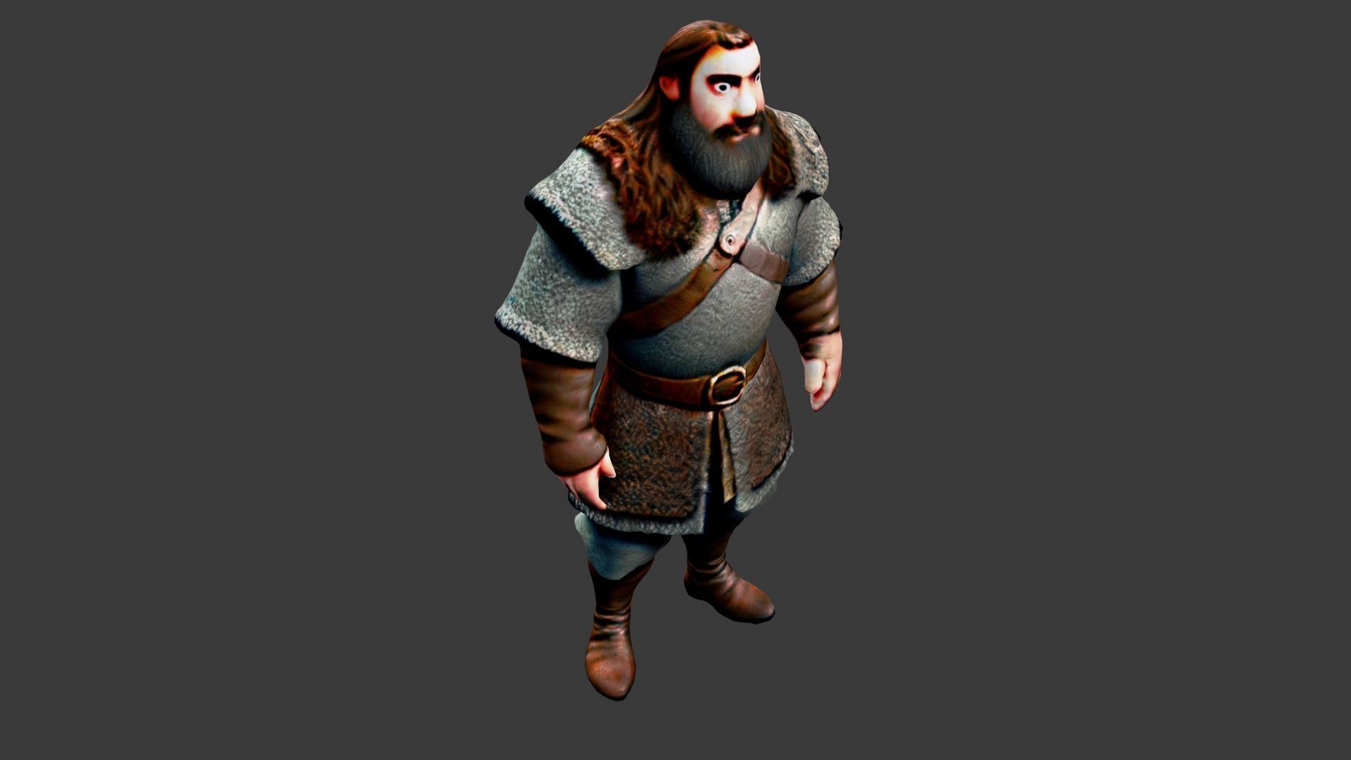 Medieval Worker Low-poly 3D model_4