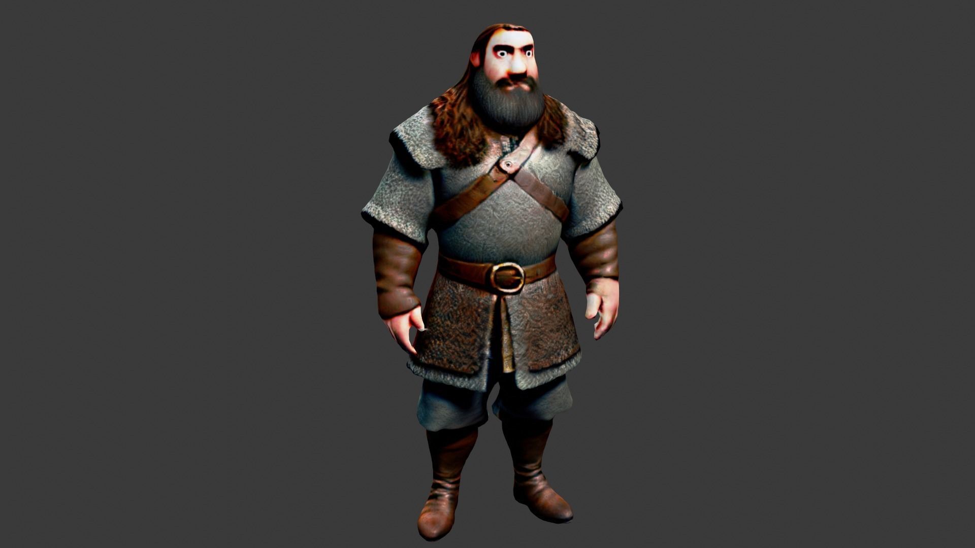 Medieval Worker Low-poly 3D model_6